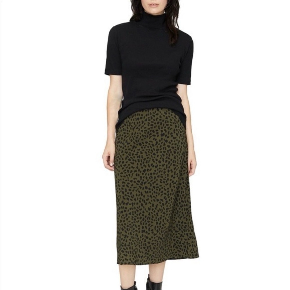 Sanctuary Olive Animal-Print Midi Skirt